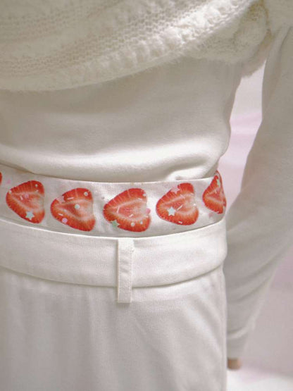 Cream Strawberry Cake Print Pencil Skirt【s0000014531】