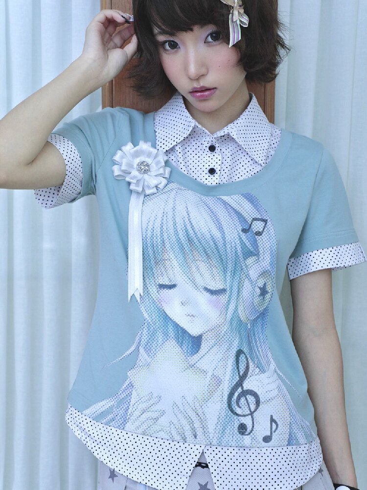Comic Girl Fake Polka Dot Shirt【s0000016550】