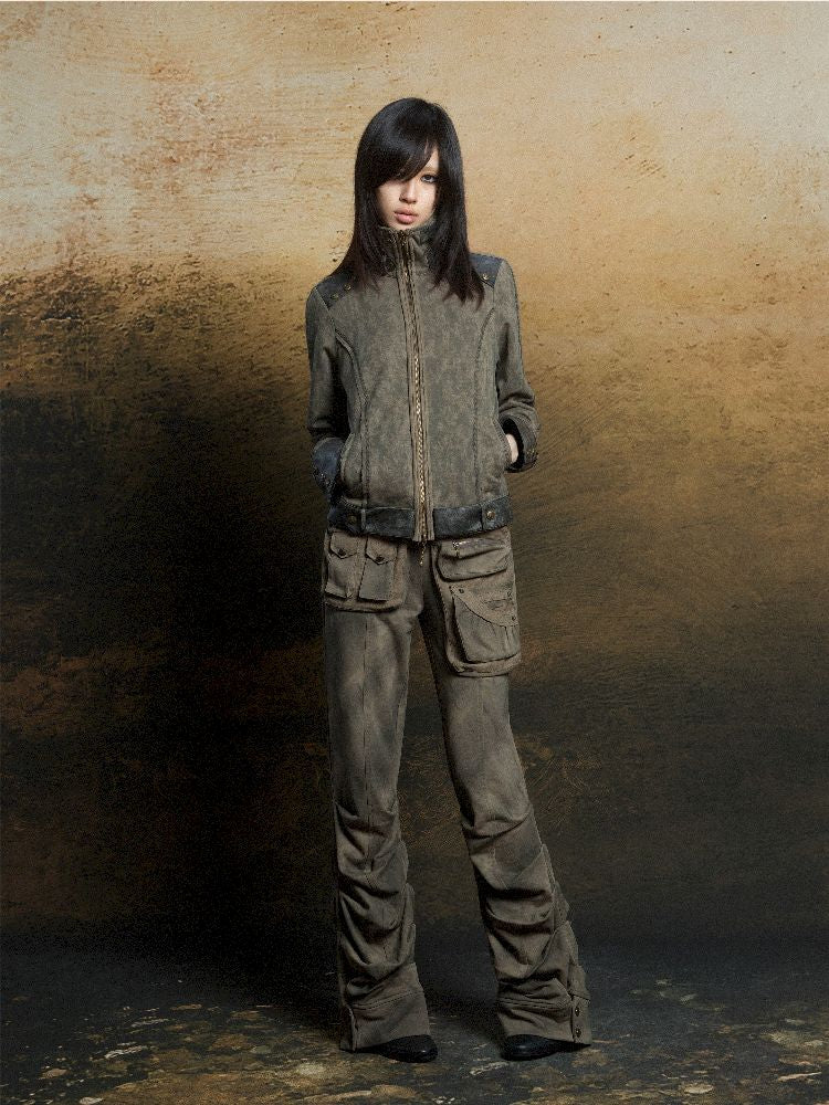 Skeleton Patchwork PU Sweatshirt 【s0000011803】