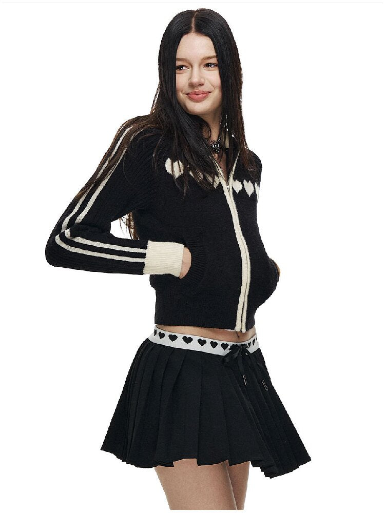 Love Waist Pleated A-Line Skirt【s0000015855】