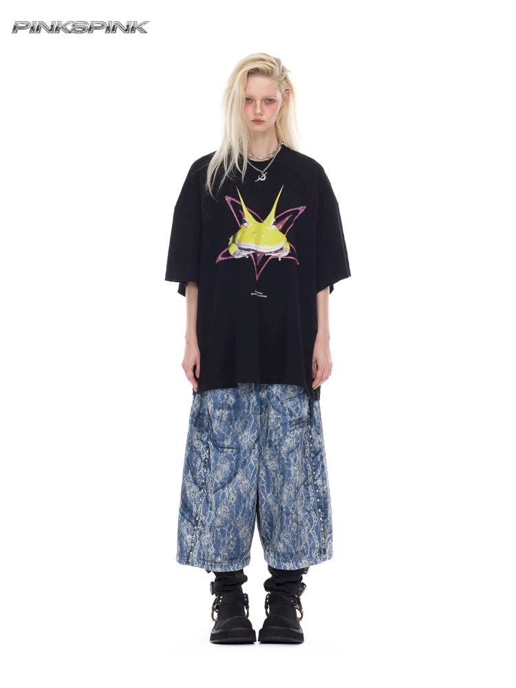 Rock Frog Print Loose Fit T-Shirt【s0000012978】