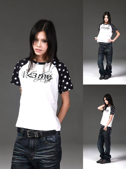 Star Print Raglan Street Tee【s0000018259】