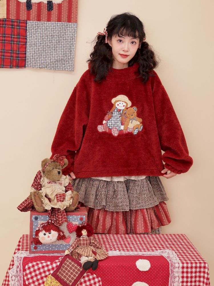 DOLL PATCH HOODED PLUSH JACKET [S0000010896]