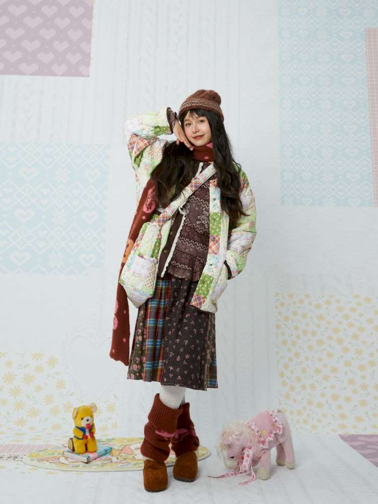 Quilted Print Blocked Padded Jacket【s0000015037】