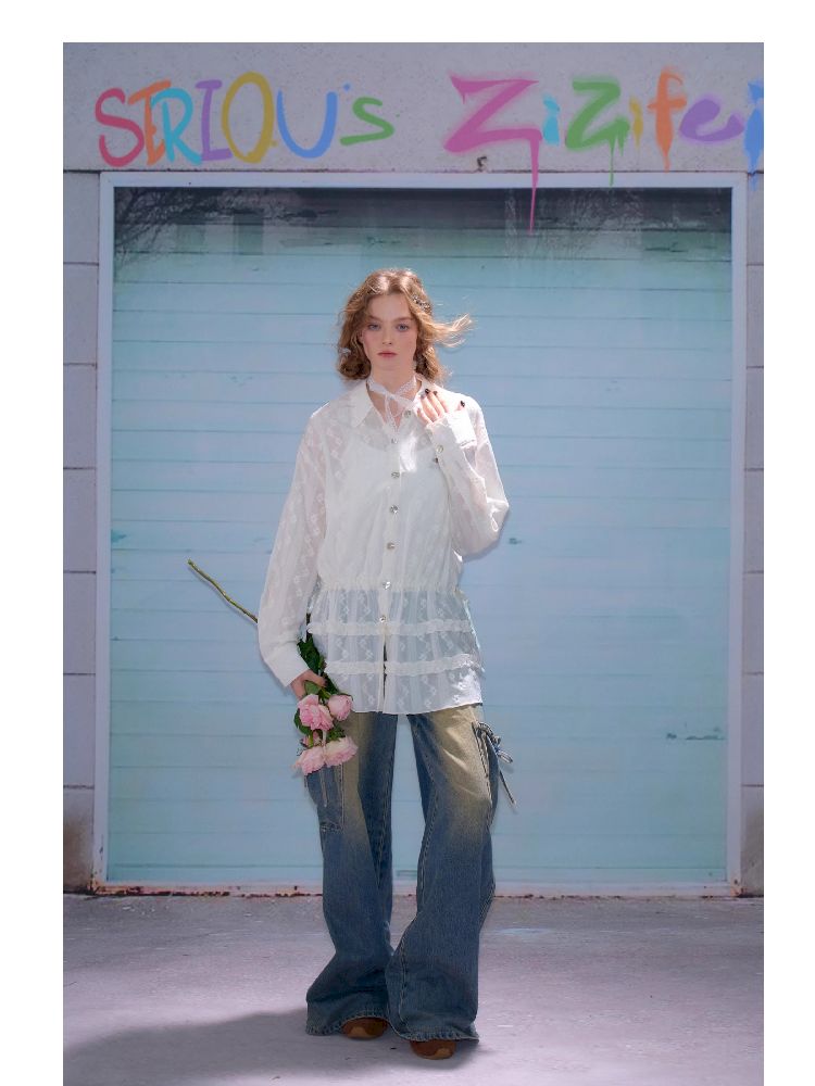 Bowknot High Waist workwear Denim Pants【s0000011675】