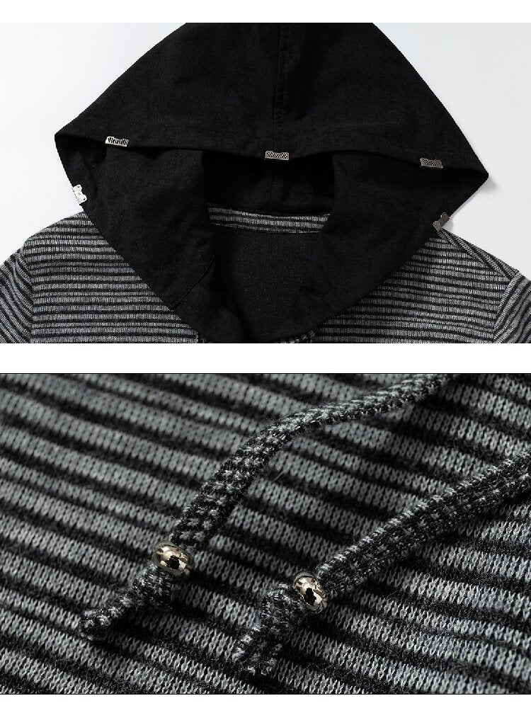 Fake Two-Piece Striped Hooded Cardigan【s0000016257】