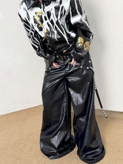 Faux Fur Belted Leather Pants【s0000014535】