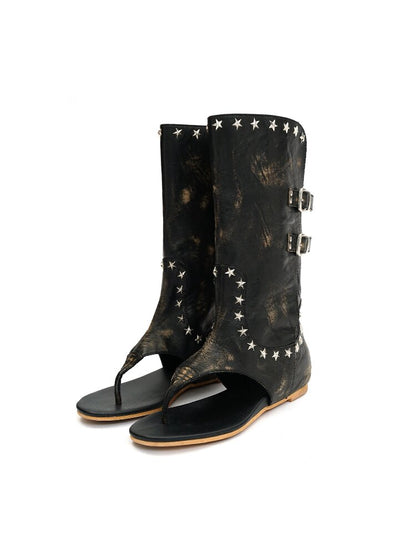 Cowhide Star Nail Herringbone Boot【s0000016439】