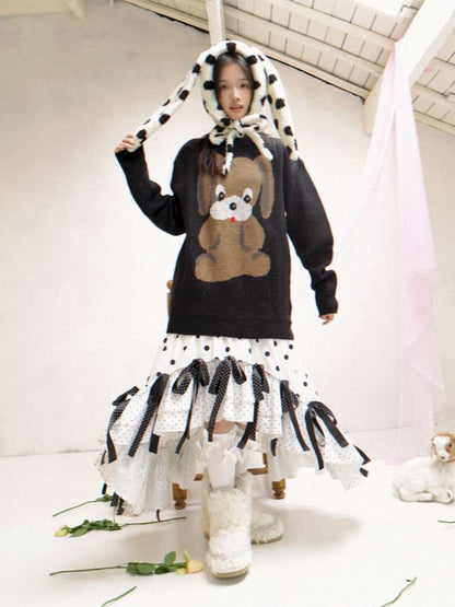 Asymmetric Bow Midi Skirt【s0000014525】