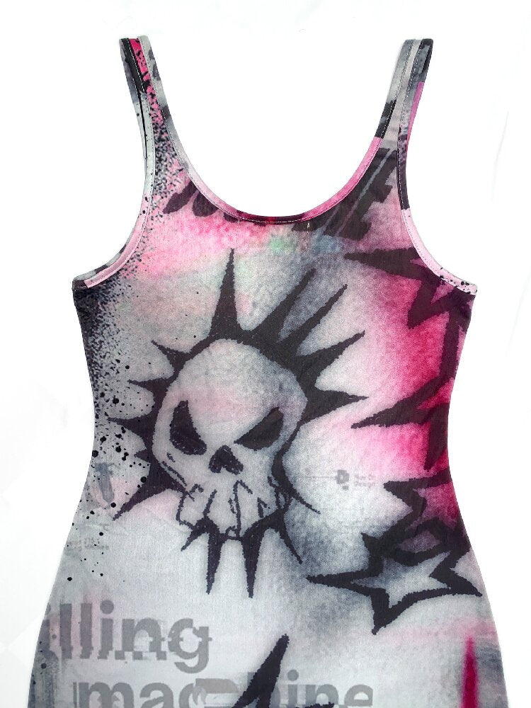 Original Graffiti Slim Vest Dress【s0000017402】