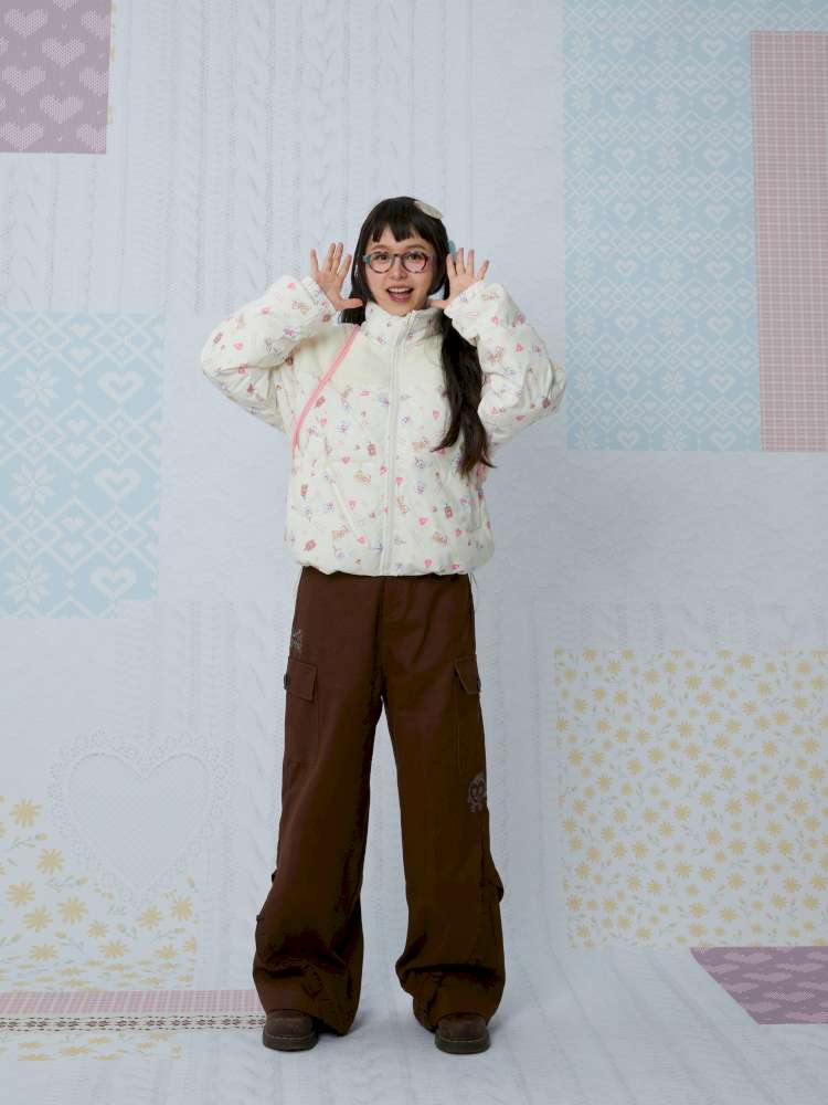 Print Patchwork Warm Down Jacket【s0000015038】