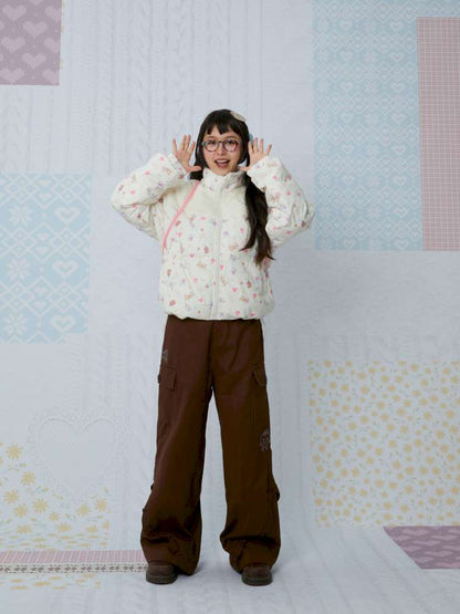 Print Patchwork Warm Down Jacket【s0000015038】