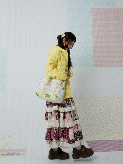 Winter Lace Print Splicing Skirt【s0000015033】