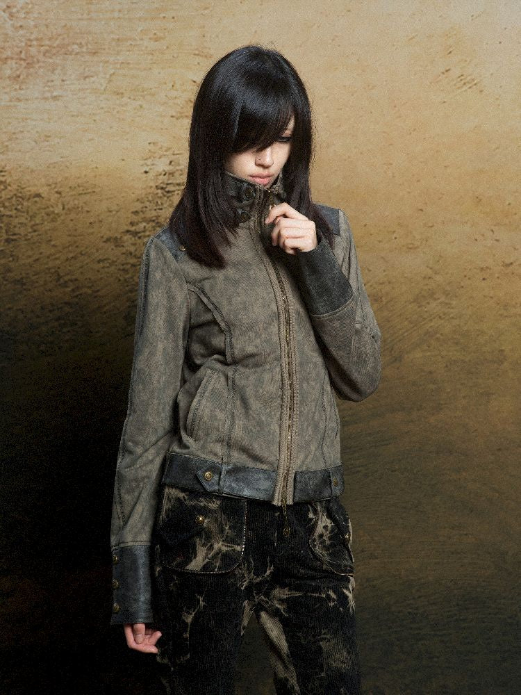 Skeleton Patchwork PU Sweatshirt 【s0000011803】