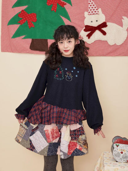 Embroidery Childish Navy Knit Sweater【s0000011198】