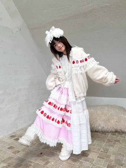 Cake Print Cut-Out Lace Bow Skirt【s0000018542】