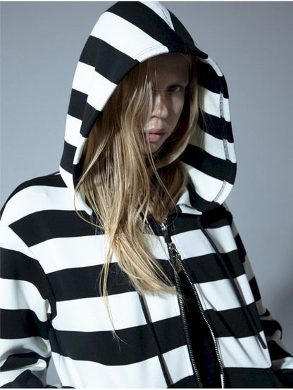 Punk Clashing Stripes Hooded Sweatshirt【s0000009768】