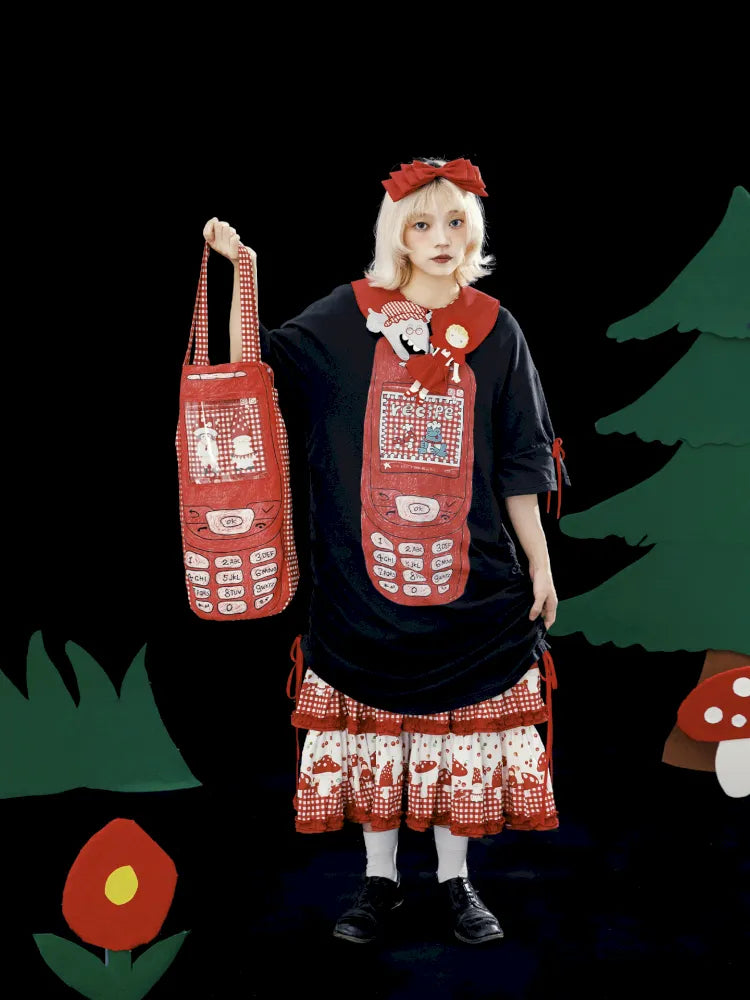 Original Pattern Drawstring Convertible T-Shirt Dress【s0000013932】