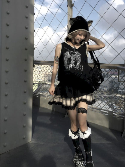 Cat Ear Hooded Skull Print Loose Dress【s0000012436】