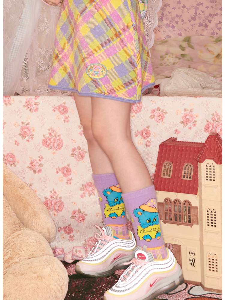 Two-Tone Check Knit Skirt【s0000014495】