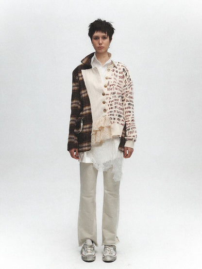 Raw Edge Splicing Lace Printed Cardigan【s0000011625】