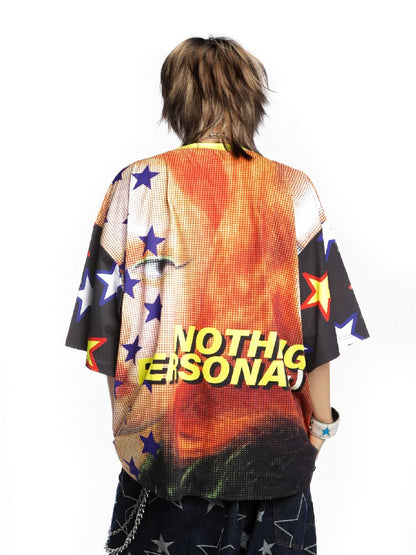 Ghostly Print Contrast T-shirt【s0000015887】