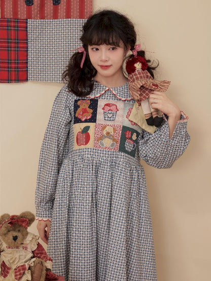 Plaid Printed Doll Neck Dress【s0000010350】