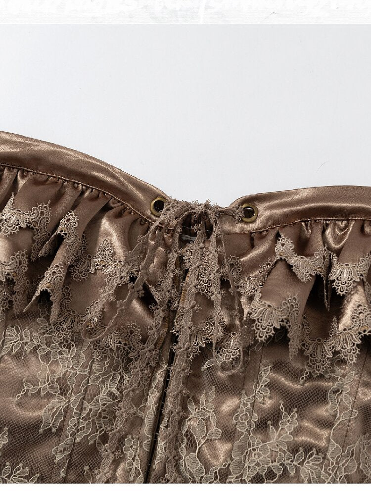 Patchwork Lace Satin Short Corset【s0000016204】