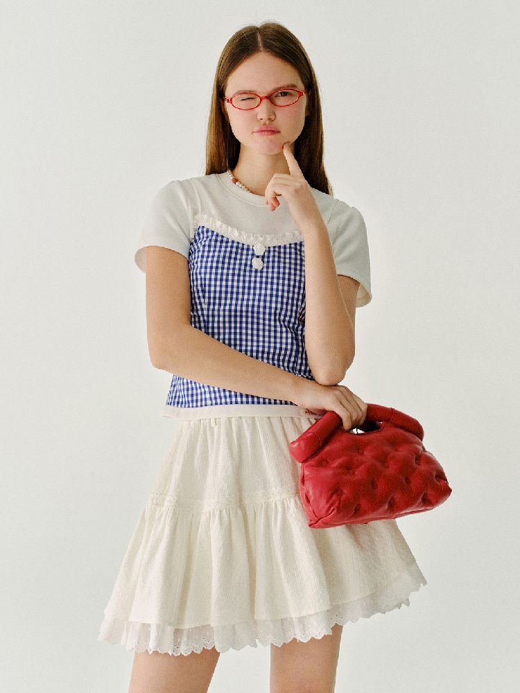 Checkered Flower Small Suspenders【s0000011990】