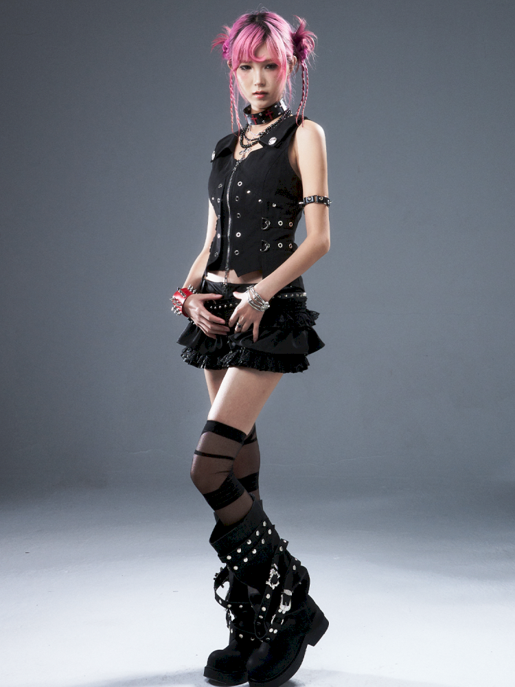Punk Metal Slim-Fit Waist-Defining Vest【s0000012939】