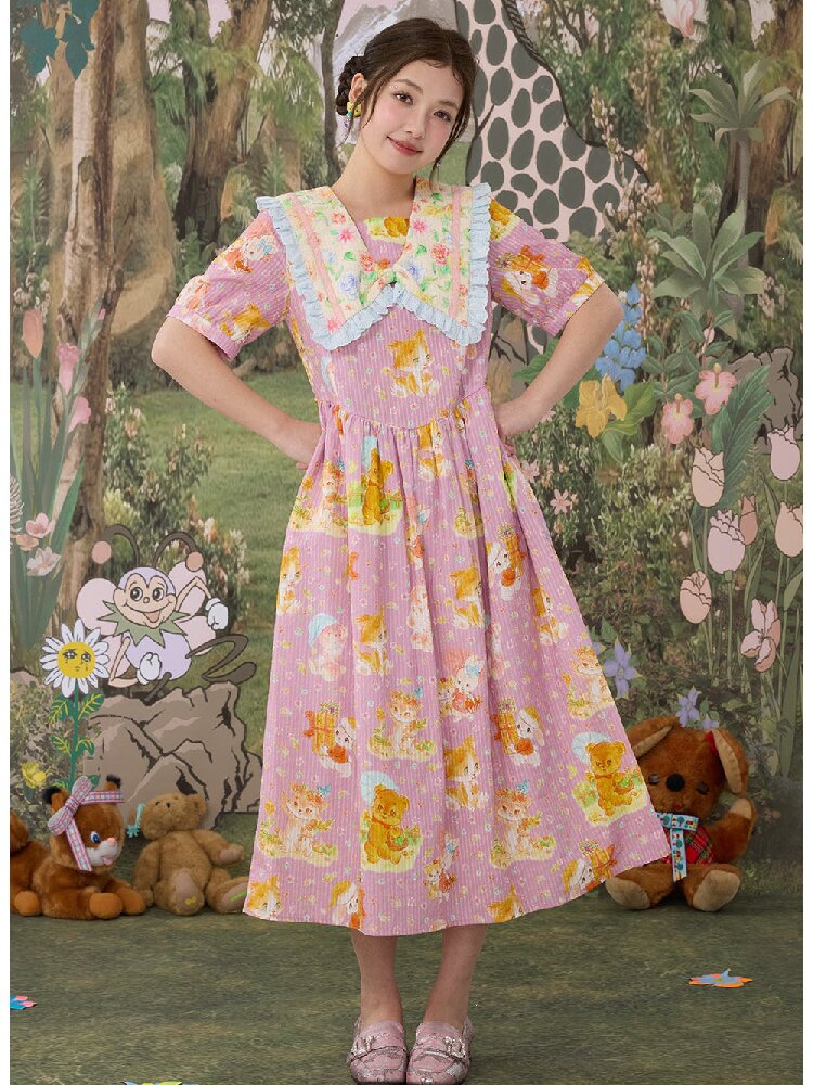 Floral Print Square Neck Cotton Dress【s0000017116】