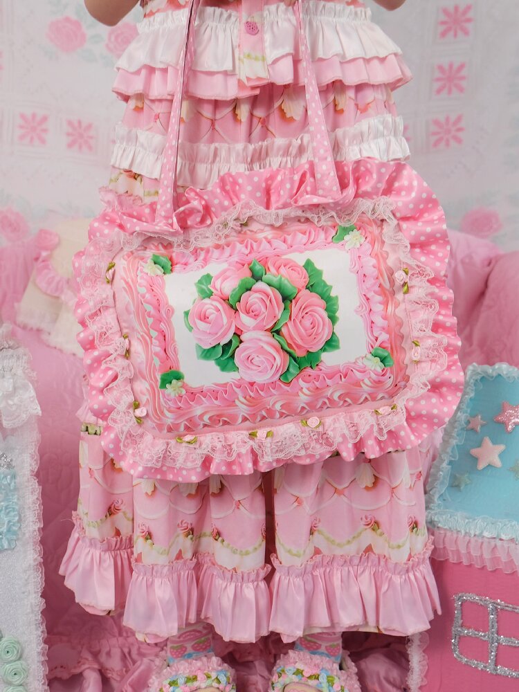 Vintage Rose Cake Crossbody Bag【s0000017758】