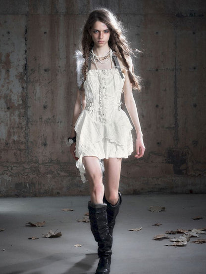 Patchwork Lattice Waisted Dress【s0000013889】