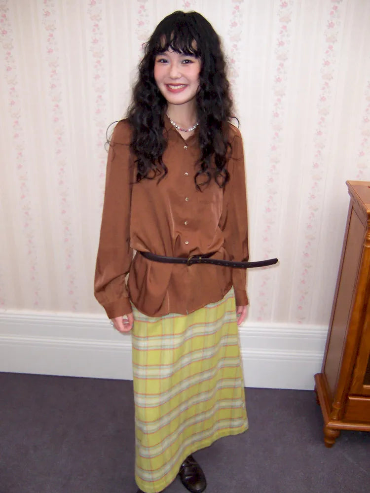 Retro Versatile Wool Plaid Long Skirt【s0000013993】
