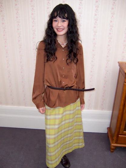 Retro Versatile Wool Plaid Long Skirt【s0000013993】