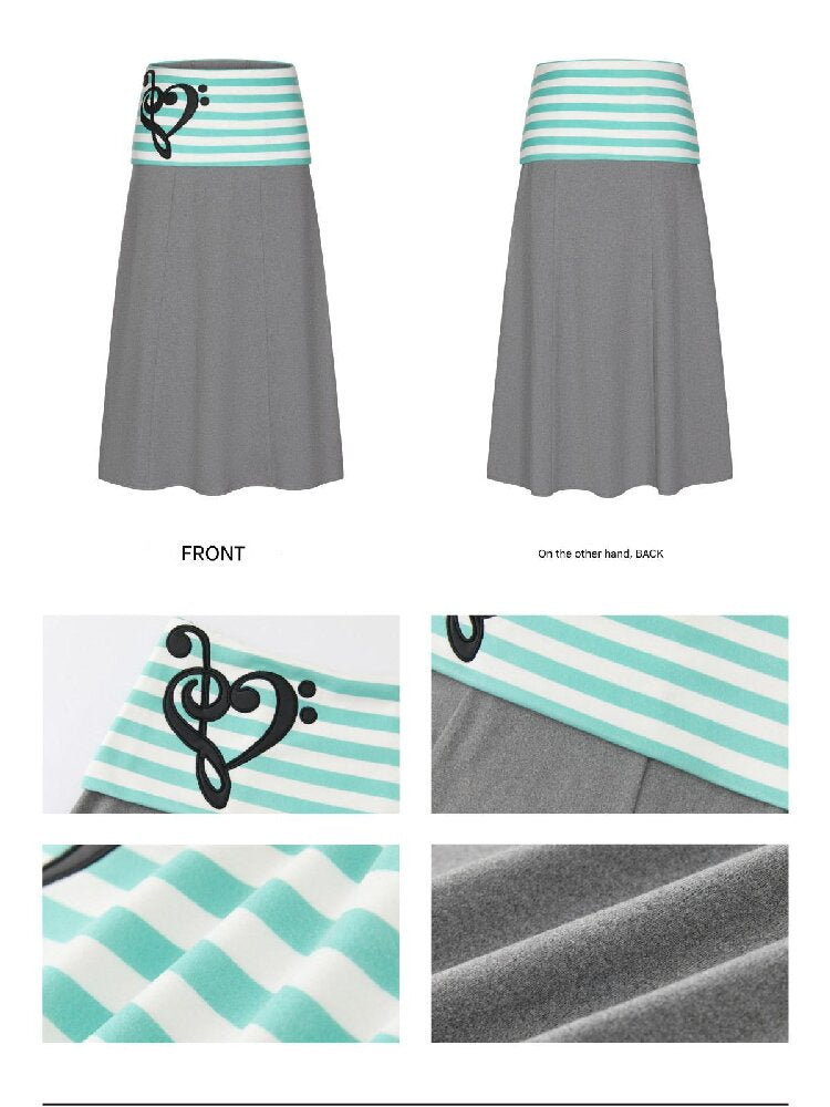 Color Blocking Striped Midi Skirt【s0000016383】