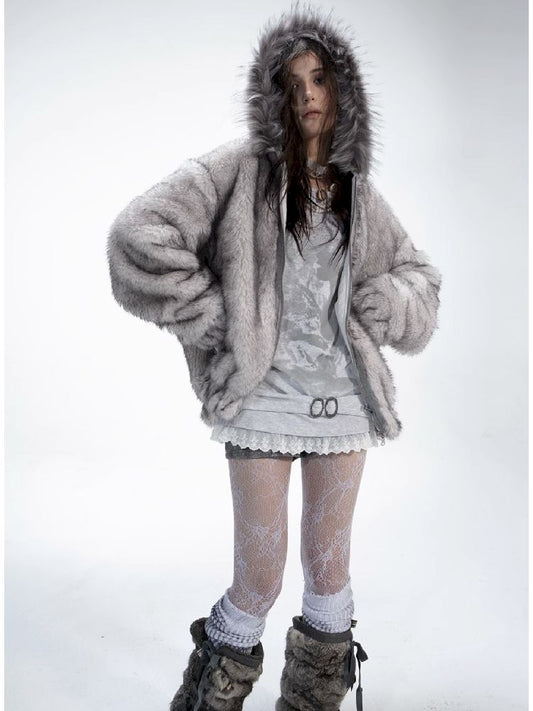 모피 칼라 두꺼운 코트 가역적 [S000011272]