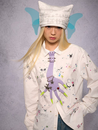 Sticker Graffiti Print Shirt【s0000019145】