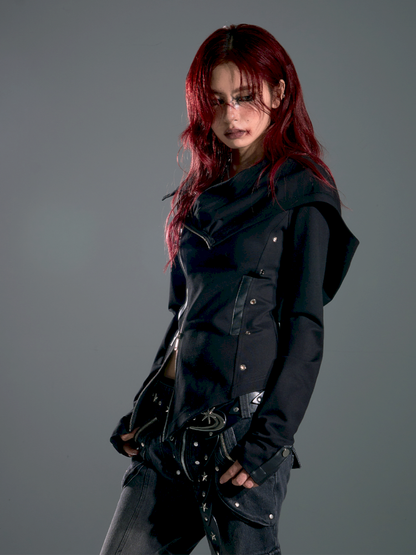 Asymmetric Slim-Fit Zipper Knit Cardigan【s0000013916】