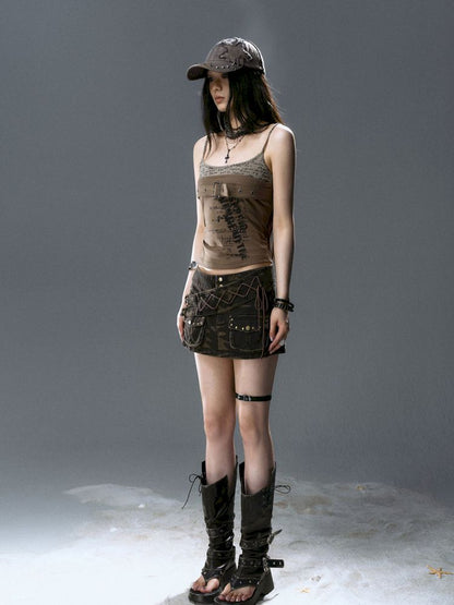 Camouflage Low-Waist Short Skirt 【s0000012803】