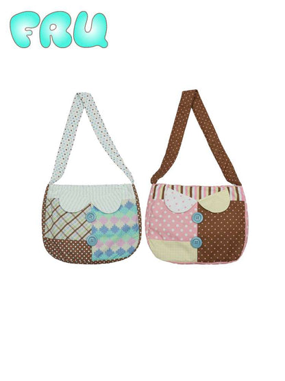 Two-Color Print Cute Quilted Cotton Bag【s0000014853】