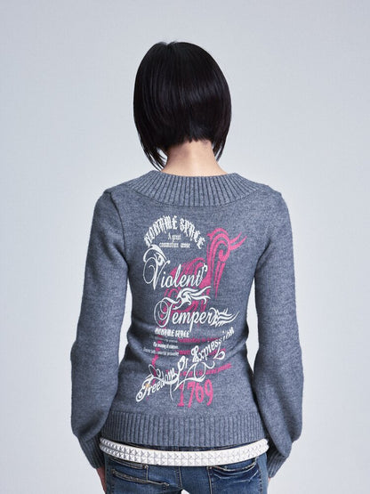 Soft Lantern Sleeve Printed Sweater【s0000015562】