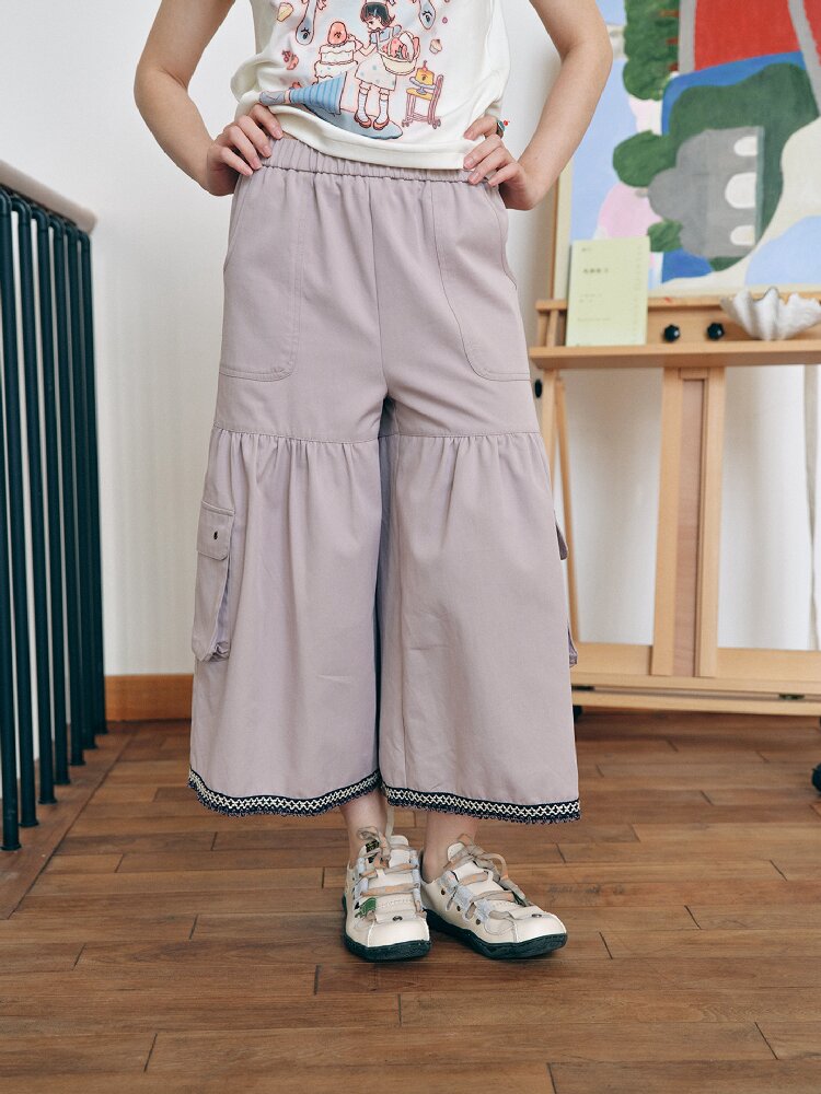 Lace Wide Leg Crop Pants Versatile【s0000018717】
