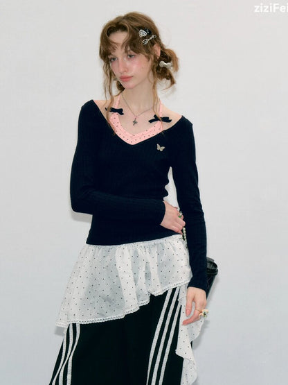 Polka Dot Halter Neck Top【s0000017879】