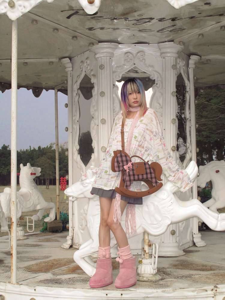 Horse Chinese Blessing Print Top【s0000015379】