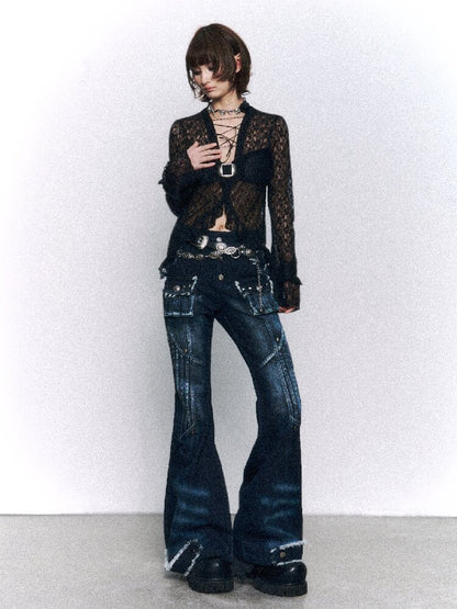 Vintage Washed Denim Bootcut Pants【s0000015962】