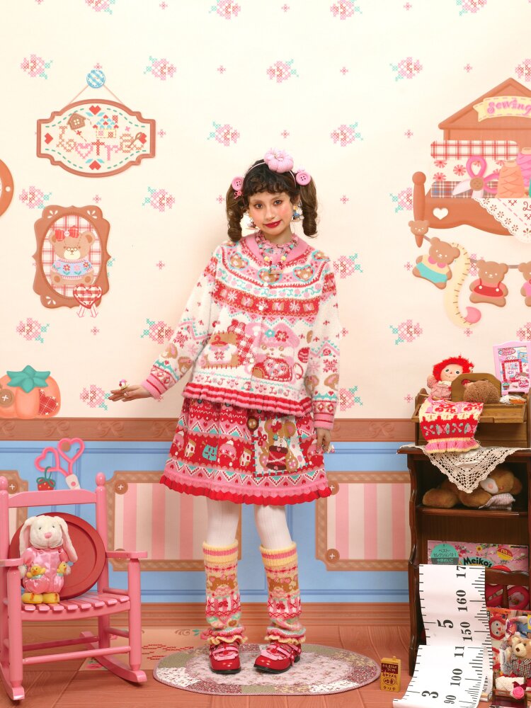 Red Pink Mink Wool Rabbit Cardigan【s0000015572】