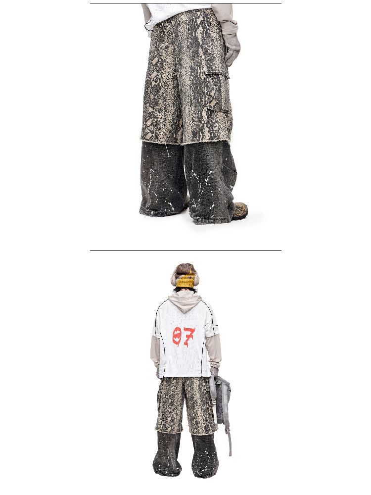 Splash Ink Washed Straight Leg Work Pants【s0000011692】