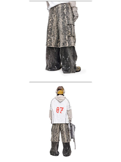 Splash Ink Washed Straight Leg Work Pants【s0000011692】