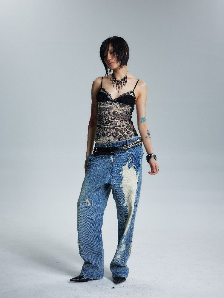 Leopard Print Mesh Stretch Camisole【s0000017004】